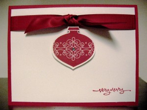 Ornament punched with ribbon and rhinestone