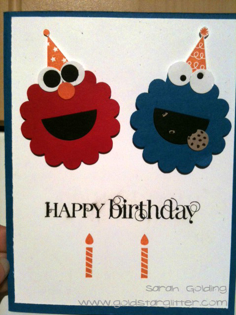 Elmo and Cookie Monster Birthday Card