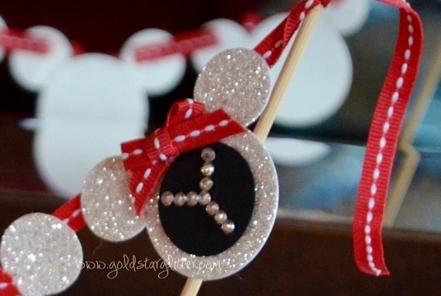 Glitter Minnie Mouse Cake Topper Close Up